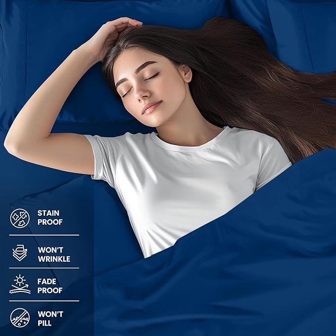 Utopia Bedding King Sheet Set – 4 Piece Bed Sheets for King Size Bed, Soft and Breathable Microfiber, Includes 1 Fitted Sheet, 1 Flat Sheet and 2 Pillowcases (Dusk Blue)