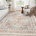 zesthome 5x7 Area Rugs - Ultra-Thin Washble Rug, Stain Resistant Anti Slip Backing Rugs for Living Room,Bedroom, Vintage Home Decor Area Rug (Orange,5'x7')
