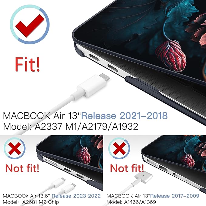 MEEgoodo for MacBook Air 13 inch Case 2021 2020 2019 2018 Released A2337 M1 A2179 A1932 with Touch ID, Plastic Hard Shell & Keyboard Cover Compatible with MacBook Air Case 13.3, Bunch Flowers