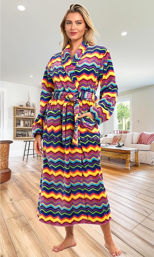 Alexander Del Rossa Plush Robe for Women, Long Fleece Winter Bath Robe, Plus Size