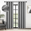 ChrisDowa 100% Blackout Grey Solid Curtains 96 Inches Long 2 Panels for Bedroom Living Room,Farmhouse Room Darkening Thermal Insulated Soundproof Grommet Top Window Treatment Drapes,52x96