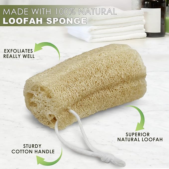 7 Pack Natural Loofah Exfoliating Body Scrubber, 5 Inches Organic Luffa Bath Sponge Exfoliating Shower Body Scrubber for Deep Cleaning & Smooth Skin, Natural Real loofah Sponge for Men & Women