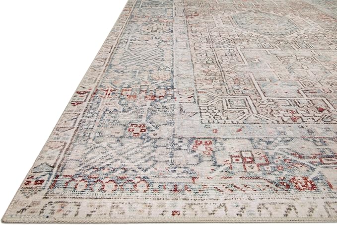Loloi Chris Loves Julia Jules Collection JUL-07 Natural/Ocean 2'-6'' x 12'-0'', .13" Pile Height, Runner Rug