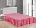 Sheets & Beyond Wrap Around Solid Microfiber Luxury Hotel Quality Fabric Bedroom Gathered Ruffled Bedding Bed Skirt 14 Inch Drop (King, Pink)