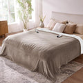 Heated Electric Blanket King- Super Soft Heating Blanket, Dual Control & 9 Heat Settings, 10 Hours Auto Off, Soft Flannel to Sherpa, Fast Heating Electric Throw, Machine Washable, 90" x 100''- Camel