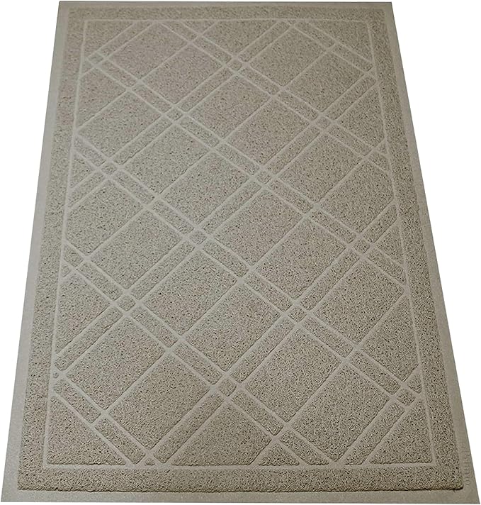 SlipToGrip Universal Door Mat, Plaid Design - Taupe, 35 x 23 - Anti Slip, Durable & Washable, Outdoor & Indoor Floor Welcome Mat Door Mat Entry Rug for Garage, Patio, Front Door, Dust Absorbent