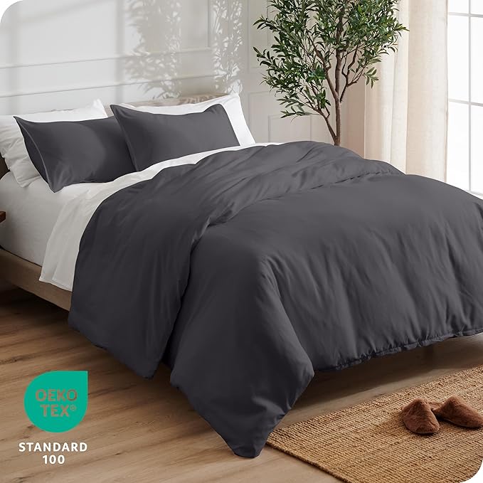 Bare Home Bedding Duvet Cover Extra Long Size - Premium 1800 Super Soft Collection - Lightweight, Cooling - Soft Breathable Bedding Duvet Cover (Twin/Twin XL, Forged Iron Grey)