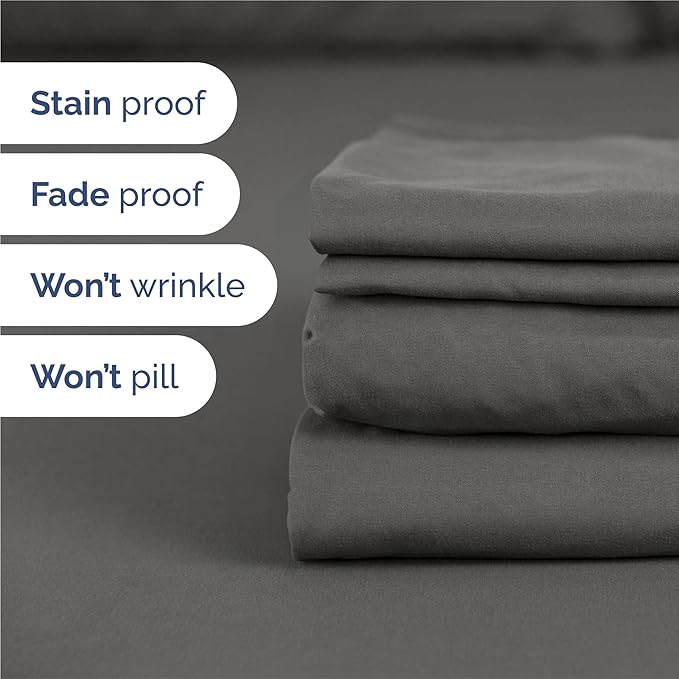 King 6 Piece Sheet Set - Cooling, Comfy & Breathable - Hotel Luxury Bedding, Includes Fitted Sheet for Women, Men, Kids and Teens - 1 Flat, 1 Fitted Sheet, 4 Pillowcases with Deep Pockets - Charcoal