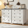 Farmhouse 5 Drawer Dresser for Bedroom Set of 2, 33.2" Tall Small Dressers & Chest of Drawers, Rustic Wood Dresser with Metal Handle, Storage Organizer Closet for Living Room, Hallway,Entryway