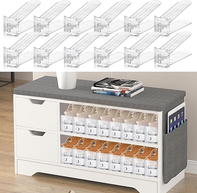 Shoe Slots Organizer for Closet,6 Pack Shoe Stacker Shoe Rack Organizer for Closet Space Saver Storage Shoe Holder Organization(Transparent)