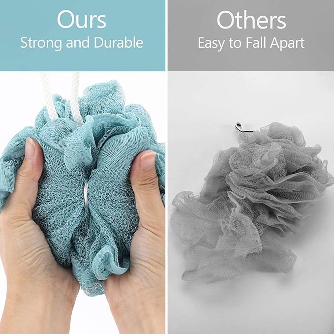 BTYMS 4 Pcs Loofah Sponge 60g/pc Mesh Pouf Bathing Sponges Bath Scrunchies Shower Puff