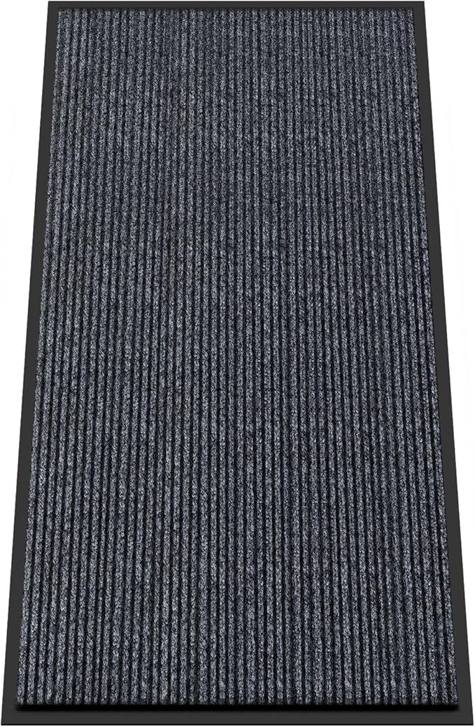 Kuyal Front Door Mat, 3'x6' Indoor Outdoor Entrance Mat, Commercial Floor Mats Inside Outside Entrance, Heavy Duty Durable Welcome Mats, Rubber Backing Non Slip Outdoor Mats for Entryway,Dark Gray