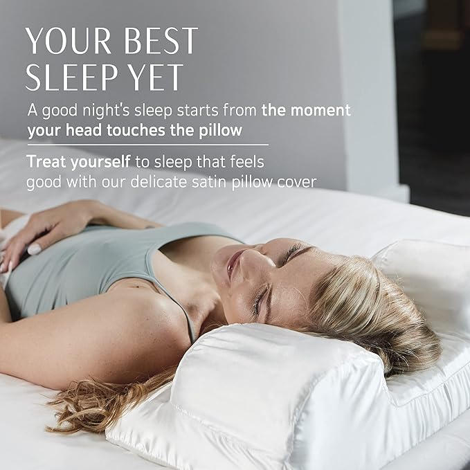 YourFacePillow Satin Pillowcase - Compatible with The YourFacePillow Beauty Pillow - Soft & Cool Satin Pillowcase with Hidden Zipper - Beauty Pillow Sold Separately (Set of 1, White)