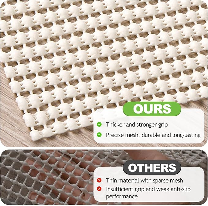 Songrey Non-Slip Rug Pad 7x9 FT, Extra Thick Carpet Pads for Hard Surfaces, Prevents Sliding and Secures Rugs, Provides Floor Protection with Comfort Cushioning