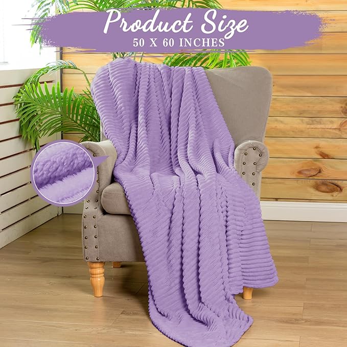 Buryeah 12 Pcs Flannel Throw Blanket Bulk 50 x 60 in Sleepover Blanket Outdoor Wedding Throw Lightweight, Oeko-tex Standard 100 Certified for Sofa Homeless Gifts (Pale Purple)