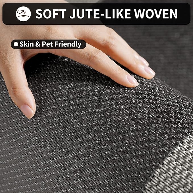 Kitchen Mats for Floor, Super Absorbent Kitchen Rugs Non Slip Washable, Soft Braided Kitchen Runner Rug, Standing Mat Kitchen Sink Mat, Easy to Clean, Black 17x59