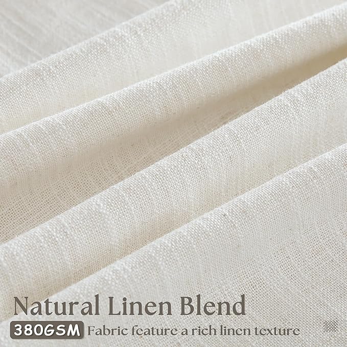 Natural Pinch Pleated Linen Curtains 1 Panel for Living Room Bedroom Memory Training Shaped Semi Sheer Pleat Drapes with Hooks Rings Light Filtering Window Curtain 60x108