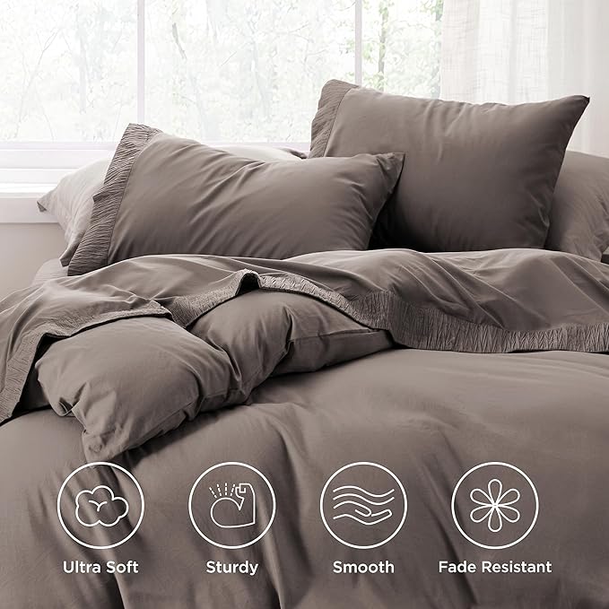 Bedsure Twin XL Sheet Sets Dorm Bedding - 3 Pieces Soft Extra Long Twin Sheets, Hotel Luxury, Easy Care Microfiber for Women, Men, Taupe