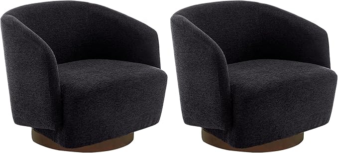 MINCETA Accent Chair,Modern Swivel Chairs for Living Room and Bedroom Reading with Wood Base,Set of 2,Performance Fabric in Charcoal Gray