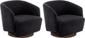 MINCETA Accent Chair,Modern Swivel Chairs for Living Room and Bedroom Reading with Wood Base,Set of 2,Performance Fabric in Charcoal Gray