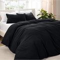 Bare Home Microfiber Duvet Cover Set - Ultra Soft Washed Microfiber - Oversized Queen Size - Linen-Like Look - Easy Care - Breathable Fabric - Our Softest Duvet Cover Set (Oversized Queen, Black)