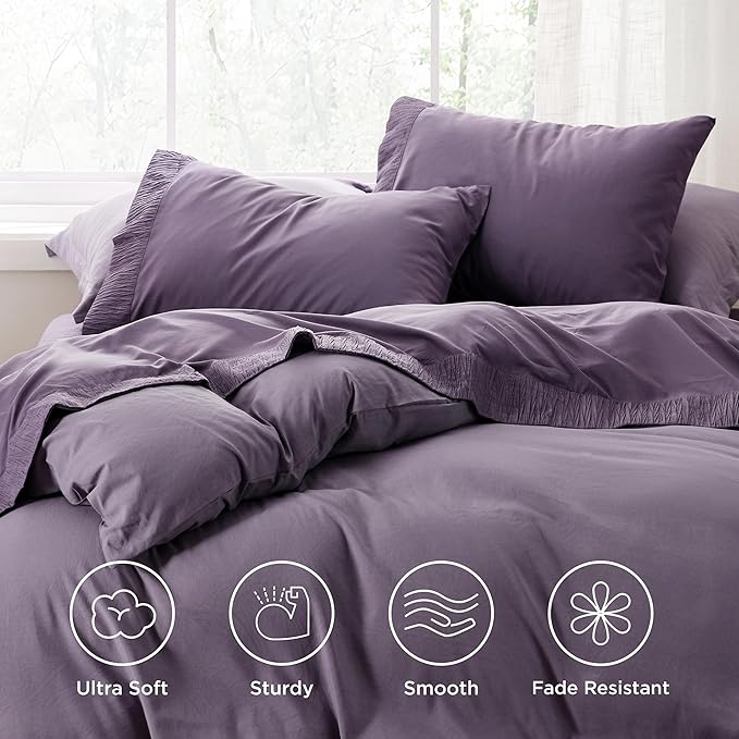 Bedsure King Size Sheets Set - 4 Pieces Soft King Sheets - Breathable & Cooling - Hotel Luxury - Easy Care Polyester Microfiber Bedding for Women, Men, Kids & Teens, Dusty Purple