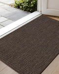 Color&Geometry Ultra-Thin Indoor Door Mat, 32"x48" Low-Profile Non-Slip Entryway Rug with Modern Geometric Texture, Washable Doormat for Indoor Entrance, Front Door, Brown (Rolled-up NO Creases)