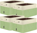 BALEINE 4 Pack Fabric Storage Bins for Shelves, Linen Storage Baskets for Organizing, Decorative Closet Bins for Clothes, Home (Green, 12"x8"x8")