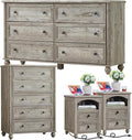 Farmhouse Dressers & Night Stand Set of 4, Wood 54" Wide Dresser & 45" Tall Chest of Drawers, 18" with Charging Station Nightstand Set of 2, Bedroom Furniture Dresser Set for Home Living Room Hallway