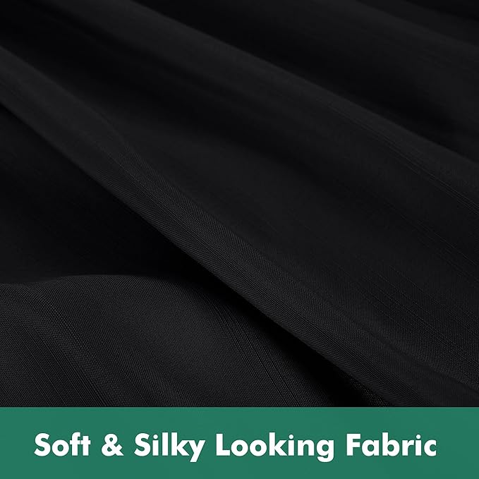 Biscaynebay Wrap Around Bed Skirts with Split Corners for Queen Beds 14" Drop, Black Elastic Dust Ruffles Adjustable Easy Fit Wrinkle & Fade Resistant Silky Luxurious Fabric Machine Washable