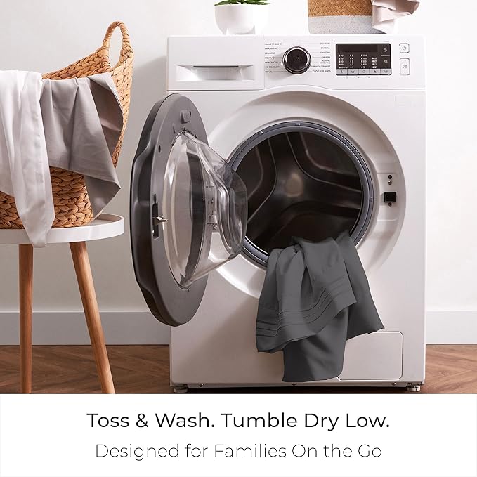 Mellanni Twin XL Sheet Set - 4-Piece Iconic Collection Bedding, (Including 2 Pillowcases), 16-Inch Deep Pocket, Easy Care, Extra Soft, Cooling Sheets, Brushed Microfiber - Gray