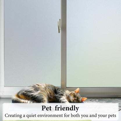 DUOFIRE Privacy Window Film Natural Frosted Glass Film Static Cling Glass Film No Glue Anti-UV Window Sticker Non Adhesive for Privacy Office Meeting Room Bathroom Living Room 23.6in. x 78.7in. S001