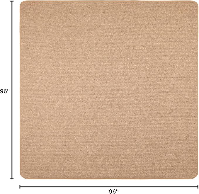 House, Home and More Skid-Resistant Carpet Indoor Area Rug Floor Mat - Pebble Beige - 8 Ft X 8 Ft - Non Slip Rubber Backing, Stain Resistant, Dog Friendly, Living Room Bedroom Kitchen Entryway