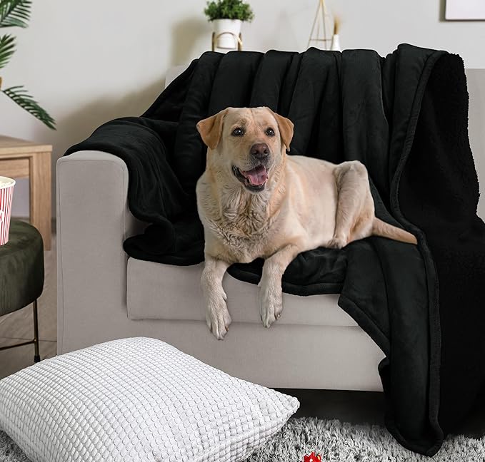 Utopia Bedding Sherpa Blanket Throw Size (Black, 50x60 Inches) - Soft Lightweight Plush Fleece Reversible Blanket for Bed, Sofa, Couch, Camping and Travel