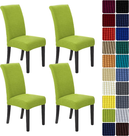 Howhic Chair Covers for Dining Room Set of 4, Stretchy Dining Chair Covers, Textured Jacquard Kitchen Chair Slipcovers, Classy Decor for Home and Banquet (Apple Green, 4 Pack)