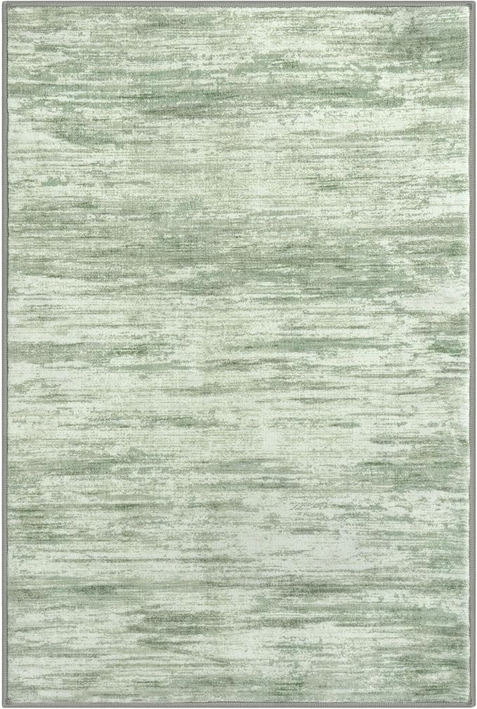 3x5 Modern Abstract Area Rug for Entryway, Lime Green Super Soft Washable Rug with Non-Slip, Low-Pile Door Mat Indoor for Living Room Bedroom, Carpet with Non-Shedding