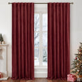 LAMIT Burgundy Red Velvet Curtains 84 Inch for Living Room, Vintage Thermal Insulated Panels Christmas Decor Room Darkening Back Tab and Rod Pocket Drapes for Bedroom/Theater, 2 Panels, 52 x 84 Inch