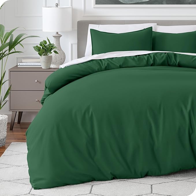 Bare Home Bedding Duvet Cover Extra Long Size - Premium 1800 Super Soft Collection - Lightweight, Cooling - Soft Breathable Bedding Duvet Cover (Twin/Twin XL, Forest Green)