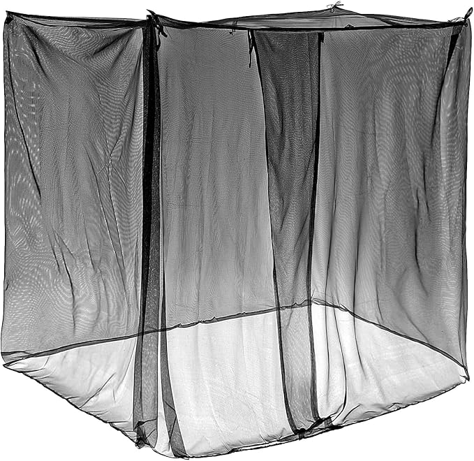 4 Corners Mosquito Net for Mosquiteros para Camas Bed Canopies Netting Bed Drapes Rectangular Mosquito Mesh for Camping Home Outdoor Travel(Black,L75 X W59 X H67 Inch,1 Opening)
