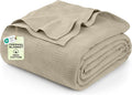 Utopia Bedding Khaki 100% Cotton Blanket [Twin Size - 90x72 Inch] 350GSM Lightweight, Soft and Breathable Thermal Dorm Bed Blanket for All Seasons