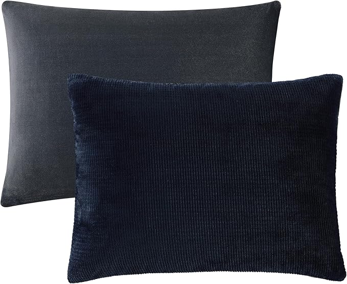 UGG Comforter Set 5 Piece Bed in a Bag with Throw Blanket, Decorative Pillow, Shams, and Reversible Comforter Hypoallergenic Washable Luxury Warm Fluffy Bedding Set, Navy Blue, King Size (Remina)