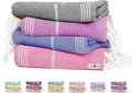 Native Fab Oversized Turkish Towels 4 Pack, Quick Dry, Lightweight, Durable, Absorbent, Sand Resistant, Multipurpose for Pool, Bath, Spa, Travel, Summer - Pink, Magenta, Indigo Blue, Grey