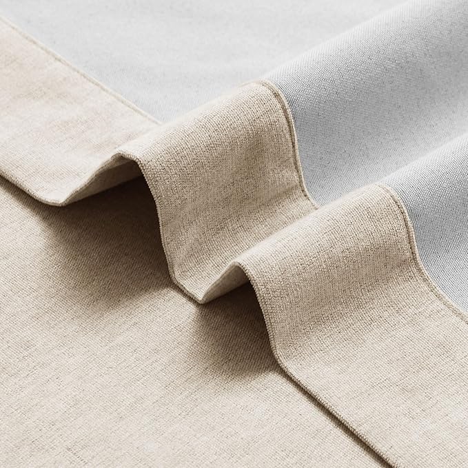 Macochico 100" Wx84 L Taupe Full Blackout Curtains for Sliding Door, Thermal Insulated Drapery for Living Room Bedroom Windows Patio Door, Modern Chenille Grommet Curtains with Tieback 1 Panel