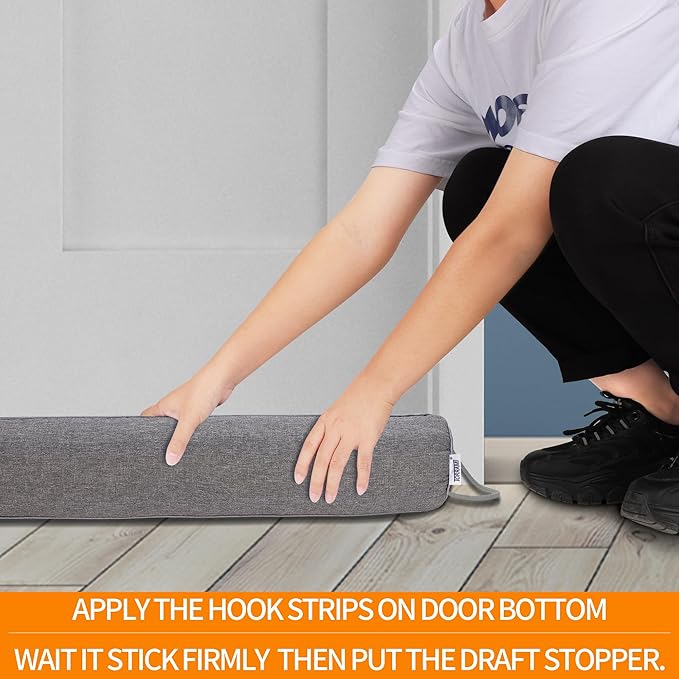 TORRAMI 36" Door Draft Stopper for Bottom of Doors, Seal Blocks Hot Air, Noise, Bugs, Keeps Cold AC in, Easy Install Gap Filler Draft Stoppers,Gray