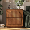 Yechen Nightstand with Drawers, Modern Arched Reeded Wood Nightstand with Charging Station, Wooden Night Stand with Storage,Bedside End Tables for Bedroom, Walnut