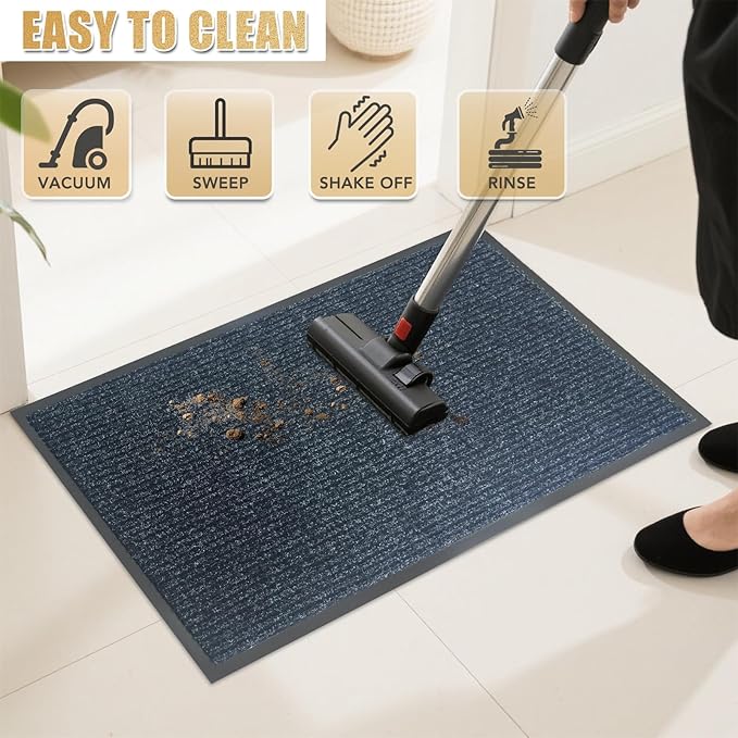 Front Door Mat,4'x6'Indoor Outdoor Door Mat,Heavy Duty Durable Welcome,Commercial Floor Mats Inside Outside Entrance, Waterproof All-Season, All-Weather Non Slip Backing Doormat for Entryway,Black