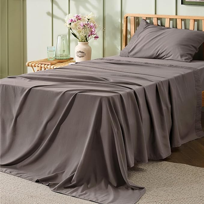 Bedsure Twin XL Sheet Sets Dorm Bedding - 3 Pieces Soft Extra Long Twin Sheets, Hotel Luxury, Easy Care Microfiber for Women, Men, Taupe