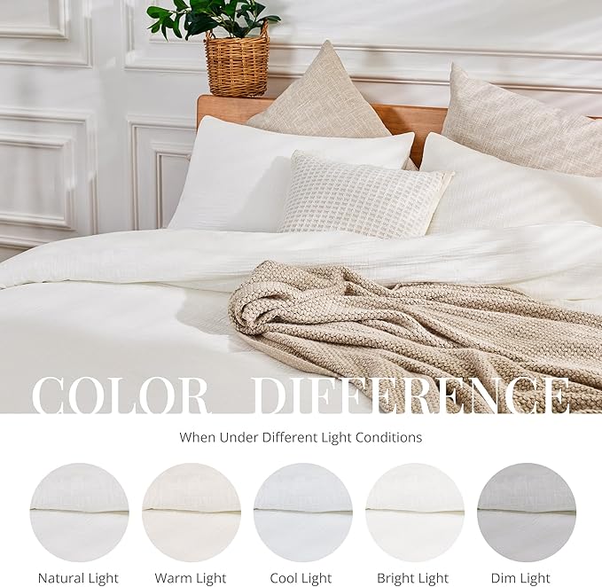 White Twin Duvet Cover, 100% Sandwashed Cotton Soft Twin Size Duvet Cover Set 3 Pieces with Zipper Clousre & Corner Buttons (White, Twin 69 x 90)