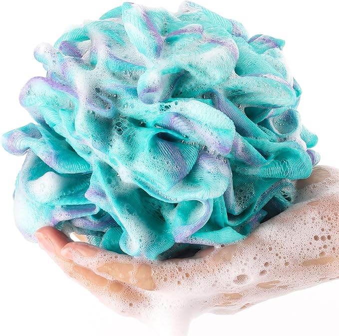 BTYMS Loofah Sponge 60 Gram Shower Pouf Bath Scrunchies Shower Puff Exfoliating Body Wash Scrubber Bath Puffs for Washing - Set of 4