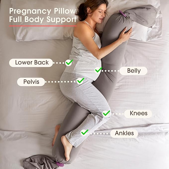 bbhugme Adjustable Pregnancy Pillow with an Extra Stone Cover - Full Body Support for Pregnant Women